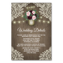 ブルゴーニュ赤面金ゴールドメイスン結婚ジャーのインサートカード