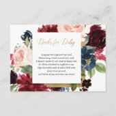 ブルゴーニュ赤面金ゴールド女の子の赤ちゃんシャワー本のリクエスト エンクロージャーカード (正面)