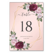 ブルゴーニュ赤面金ゴールド結婚フローラのテーブル番号 テーブルナンバー (裏面)