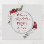 ブルゴーニュ赤面&ホワイトローゼスシルバーフォイル スパークリングワインラベル (シングルラベル)