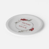 ブルゴーニュ赤面&ホワイトローゼスシルバーフォイル ペーパープレート (アングル)