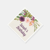 ブルゴーニュ赤面PInkフローラカスタム誕生日 スタンダードカクテルナプキン (角)