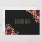 ブルゴーニュ赤黒金ゴールドフローラ写真キンセアニェラ 招待状 (裏面)