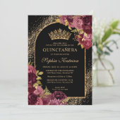 ブルゴーニュ赤黒金ゴールドフローラ写真キンセアニェラ 招待状 (スタンド正面)