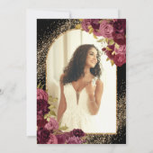 ブルゴーニュ赤黒金ゴールドフローラ写真キンセアニェラ 招待状 (裏面)