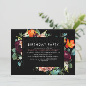 ブルゴーニュ赤+黒 | Moody Darkフローラ誕生日 招待状 (スタンド正面)