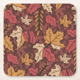 ブルゴーニュ迷彩柄離れズコースターセット スクエアペーパーコースター