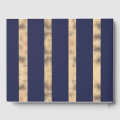 ブルゴーニュ金ゴールドと海軍ストライプフローラ結婚ズ ゲストブック (裏面)