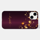 ブルゴーニュ金ゴールドの星名 Case-Mate iPhoneケース (裏面 (横))