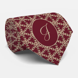 ブルゴーニュ金ゴールドの雪片パタモノグラムのーン ネクタイ