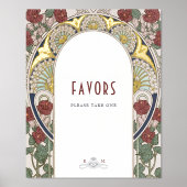 ブルゴーニュ金ゴールドはヴィンテージ結婚式のサインを好む 箔ポスター (正面)