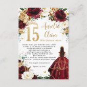 ブルゴーニュ金ゴールドアイボリーフローラキンセアニラ祈りの言葉カード エンクロージャーカード (正面)