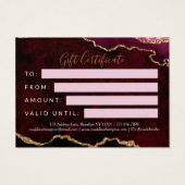 ブルゴーニュ金ゴールドアガテ商品券 (裏面)