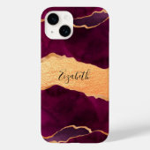 ブルゴーニュ金ゴールドアガート大理石バラ金ゴールド名 Case-Mate iPhoneケース (裏面)