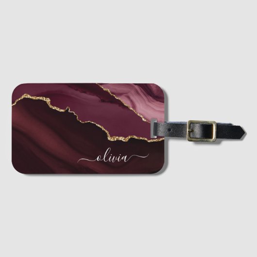 ブルゴーニュ金ゴールドアゲイト金ゴールドモノグラム ラゲッジタグ (正面横)