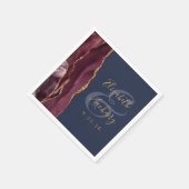 ブルゴーニュ金ゴールドアゲートネイビーブルー結婚ズ スタンダードカクテルナプキン (角)