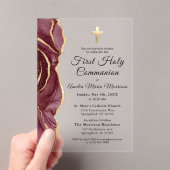 ブルゴーニュ金ゴールドアゲートファースト聖体拝領ガール アクリル招待状 (インサイチュ (ポータブル))