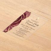 ブルゴーニュ金ゴールドアゲートファースト聖体拝領ガール アクリル招待状 (レイダウン)