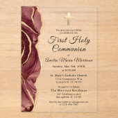 ブルゴーニュ金ゴールドアゲートファースト聖体拝領ガール アクリル招待状 (正面)