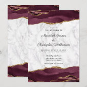 ブルゴーニュ金ゴールドアゲートマーブル結婚ズ 招待状 (正面/裏面)