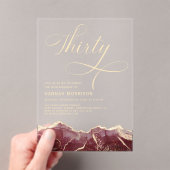 ブルゴーニュ金ゴールドアゲート30th30th誕生日パーティー アクリル招待状 (インサイチュ (ポータブル))