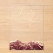 ブルゴーニュ金ゴールドアゲート30th30th誕生日パーティー アクリル招待状 (正面)