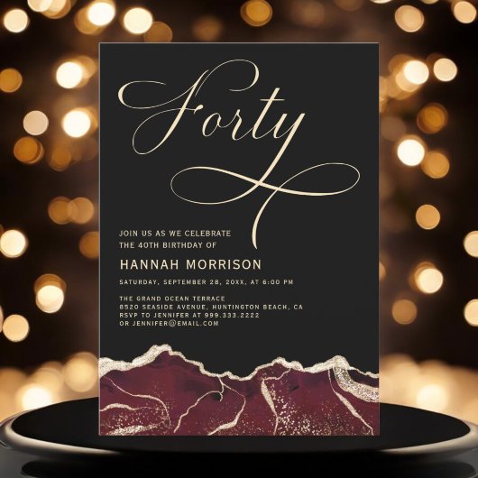 ブルゴーニュ金ゴールドアゲート40th40th誕生日パーティー 招待状