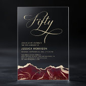 ブルゴーニュ金ゴールドアゲート50th50誕生日パーティー アクリル招待状