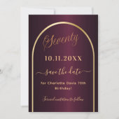 ブルゴーニュ金ゴールドアーチ70歳の誕生日 セーブザデート (正面)