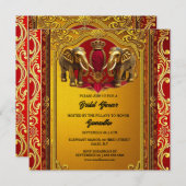 ブルゴーニュ金ゴールドインディアンゾウ王室のブライダルシャワー シーズンカード (正面/裏面)