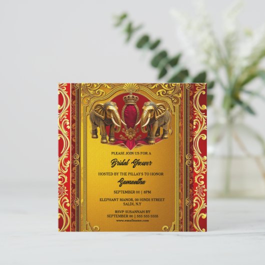 ブルゴーニュ金ゴールドインディアンゾウ王室のブライダルシャワー シーズンカード (スタンド正面)