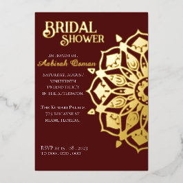 ブルゴーニュ金ゴールドインディアンヘナマンダラブライダルシャワー 箔招待状