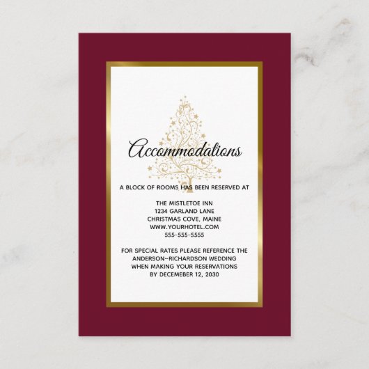 ブルゴーニュ金ゴールドウィンターウェディングホテル エンクロージャーカード (正面)