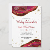 ブルゴーニュ金ゴールドウォーターカラーゲードアゲートホリデーパーティー 招待状 (正面)