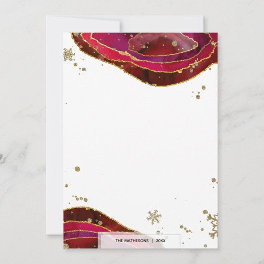 ブルゴーニュ金ゴールドウォーターカラーゲードアゲートホリデーパーティー 招待状 (裏面)