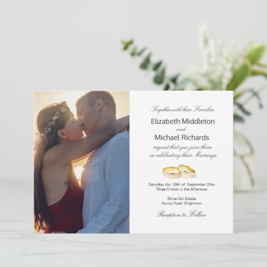 ブルゴーニュ金ゴールドエレガントなウェディングフォト招待状 招待状 (スタンド正面)