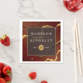 ブルゴーニュ金ゴールドエレガント🌿インクイ抽象芸術結婚ズ スタンダードカクテルナプキン (インサイチュ)