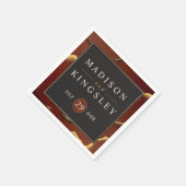 ブルゴーニュ金ゴールドエレガント🌿インクイ抽象芸術結婚ズ スタンダードカクテルナプキン (角)