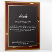 ブルゴーニュ金ゴールドエレガント🌿インクイ抽象芸術結婚ズ 三つ折り招待状 (内部最初)