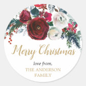 ブルゴーニュ金ゴールドエレガントクリスマスフローラ ラウンドシール (正面)
