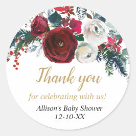 ブルゴーニュ金ゴールドエレガントクリスマスフローラ ラウンドシール