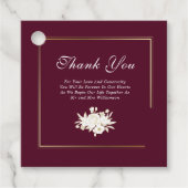 ブルゴーニュ金ゴールドエレガントフローラ結婚ズ・サンキュー フェイバータグ (正面)