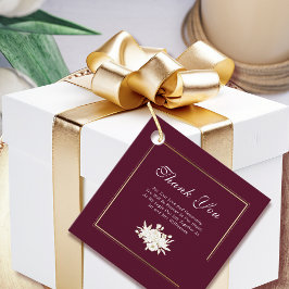 ブルゴーニュ金ゴールドエレガントフローラ結婚ズ・サンキュー フェイバータグ