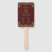ブルゴーニュ金ゴールドエレガントヴィンテージウェディングプログラム ハンドファン (裏面)