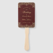 ブルゴーニュ金ゴールドエレガントヴィンテージウェディングプログラム ハンドファン (正面)