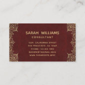 ブルゴーニュ金ゴールドエレガントヴィンテージ書道赤 名刺 (裏面)