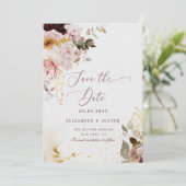 ブルゴーニュ金ゴールドエレガント秋日付を保存 招待状 (スタンド正面)