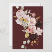 ブルゴーニュ金ゴールドエレガント秋日付を保存 招待状 (裏面)