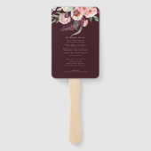 ブルゴーニュ金ゴールドエレガント-フローラルクース結婚式プログラム ハンドファン (裏面)