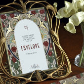 ブルゴーニュ金ゴールドエンベロープサインヴィンテージ結婚式のサイン 箔ポスター